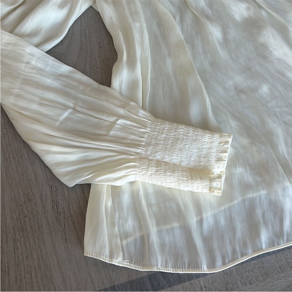 NWOT Ramy Brook Cream Ruffled Blouse - Picture 2 of 8